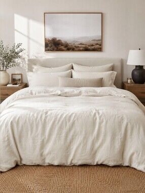 Quince European Linen Duvet Cover Ivory Full/Queen NWT w/ Dust Bag
